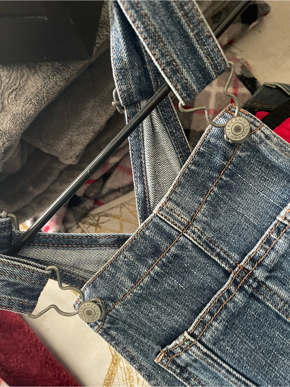 American Eagle Outfitters Distressed Denim Short Overalls - Blue - Picture 11 of 11